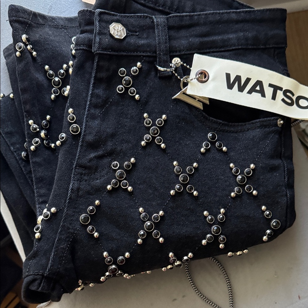 Black Studded Skinny Jeans for Men
